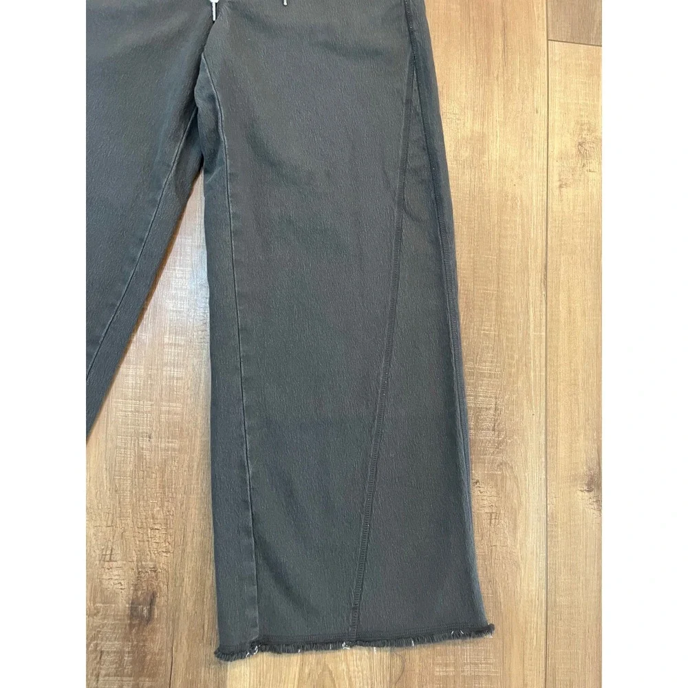 Aerie Wide Leg Lounge Pants Faded Black Drawstring Raw Hem Small - Picture 8 of 9